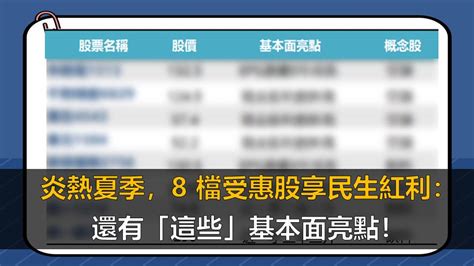 夏天股票|【產業選股】炎熱夏季，8 檔概念股受惠享民生紅利：。